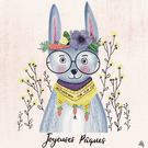 Lapin fleuri avec lunettes pour Pâques